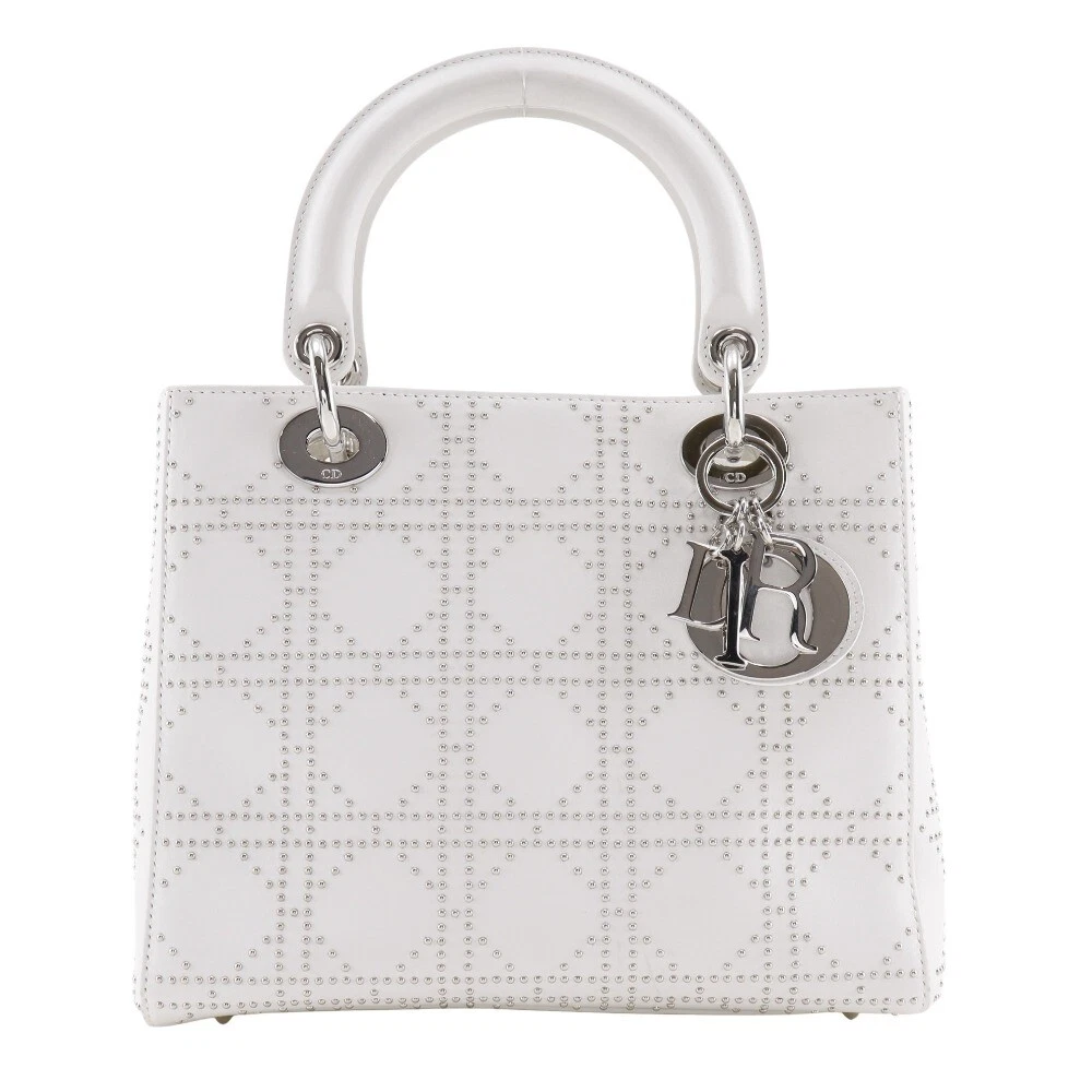 Dior Studs Lady Dior Handbag White leather Women