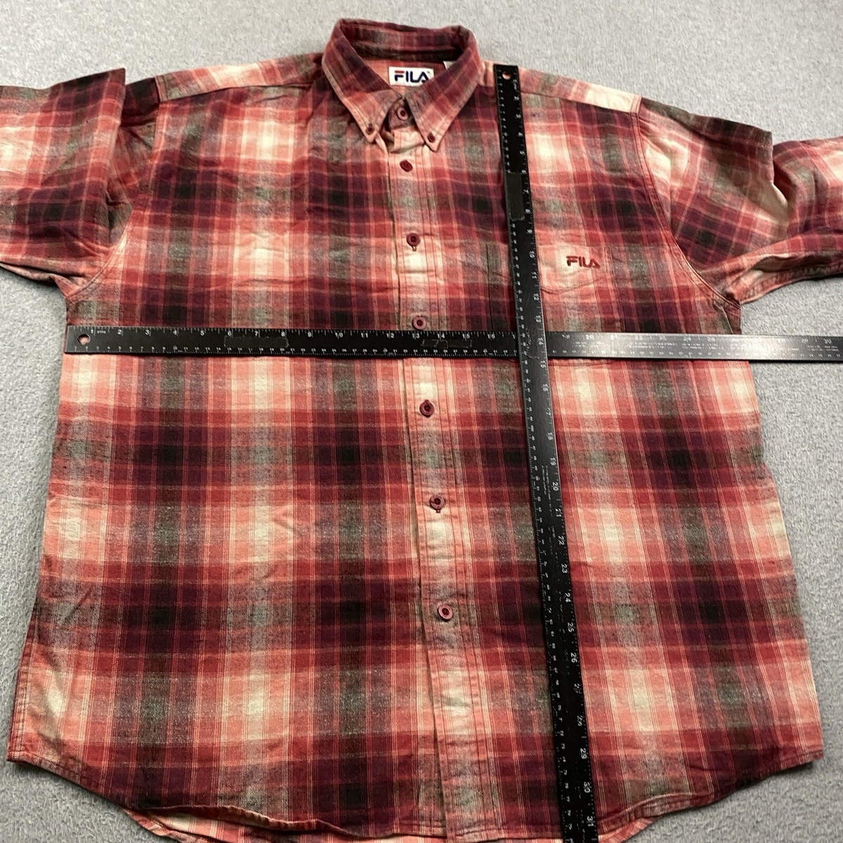 VINTAGE Fila Shirt Mens XL Button Down Flannel Plaid Cotton VINTAGE Fila Shirt Mens XL Button Down Flannel Plaid Cotton