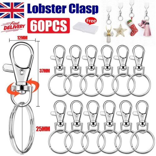 60pcs Lobster Key Rings Clasps 37mm Silver Key Ring Hook Swivel Trigger Clips UK eBay