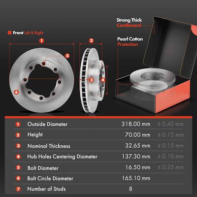 Disc Brake A-Premium 11.61 Inch 295mm Front Vented Rotors Ceramic Pads Kit Compatible Select Cadillac Chevy Gmc Models Escalade Blazer K1500 K1500 Su Front Rotors - Foto 10