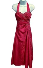 David's Bridal Pink Halter Beaded Rhinestone Gown Size 4 F393340
