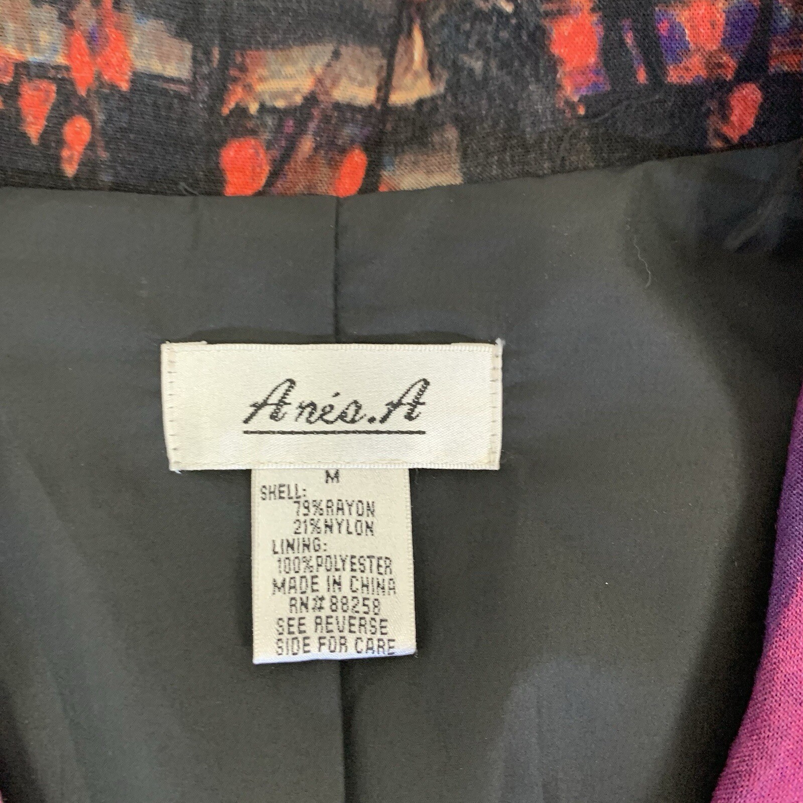 Anis A Patchwork Swing Jacket Medium Button Down … - image 3