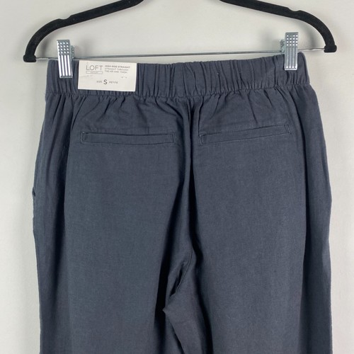 LOFT Outlet Pull On High Rise Straight Pants Size Petite Small Linen Blend Gray - Picture 5 of 12