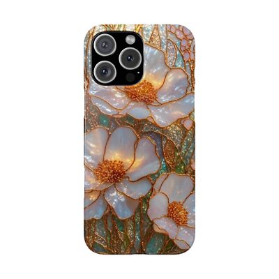 Floral Glass Slim Phone Case, Floral Phone Cover, Elegant Flower Case, Artistic
