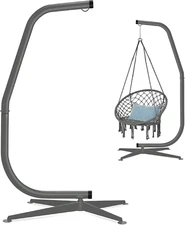 Metal Hanging Hammock C-Stand for Chair/Weather-Resistant Finish, Offset Base -