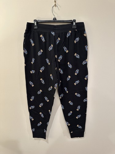 Polo Ralph Lauren Men's Black All Over Polo Bear Cotton Knit Sleep Jogger Pants - Picture 4 of 4