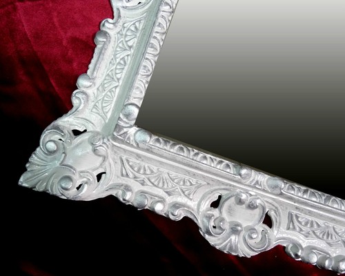 WANDSPIEGEL 45x38CM ANTIK BAROCK REPLIKATE RECHTECKIG WEIß / SILBER 345 88* - Picture 3 of 9