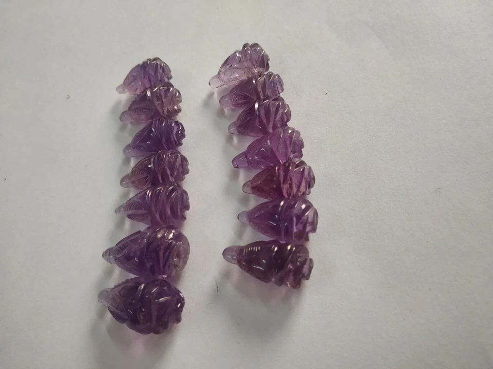 Amethyst Carving Flower 14 Piece Beautiful Carving 129.60 Cts Natural Gemstone - Image 3 of 4