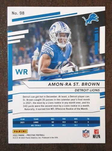 AMON-RA ST BROWN 2022 Panini Prestige #98 Xtra Points Premium SP /249 Lions. C2D - Bild 2 von 3