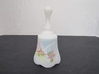 Fenton Satin White Milk Glass Painted Bell ~ A. Farley ~ Dove, Flowers, and Poem