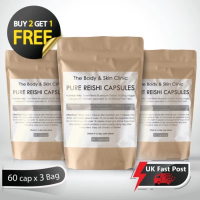 Reishi Mushroom Dual Extract Capsules ( 20:1 equivalent to 10,000mg ) Vegan Caps