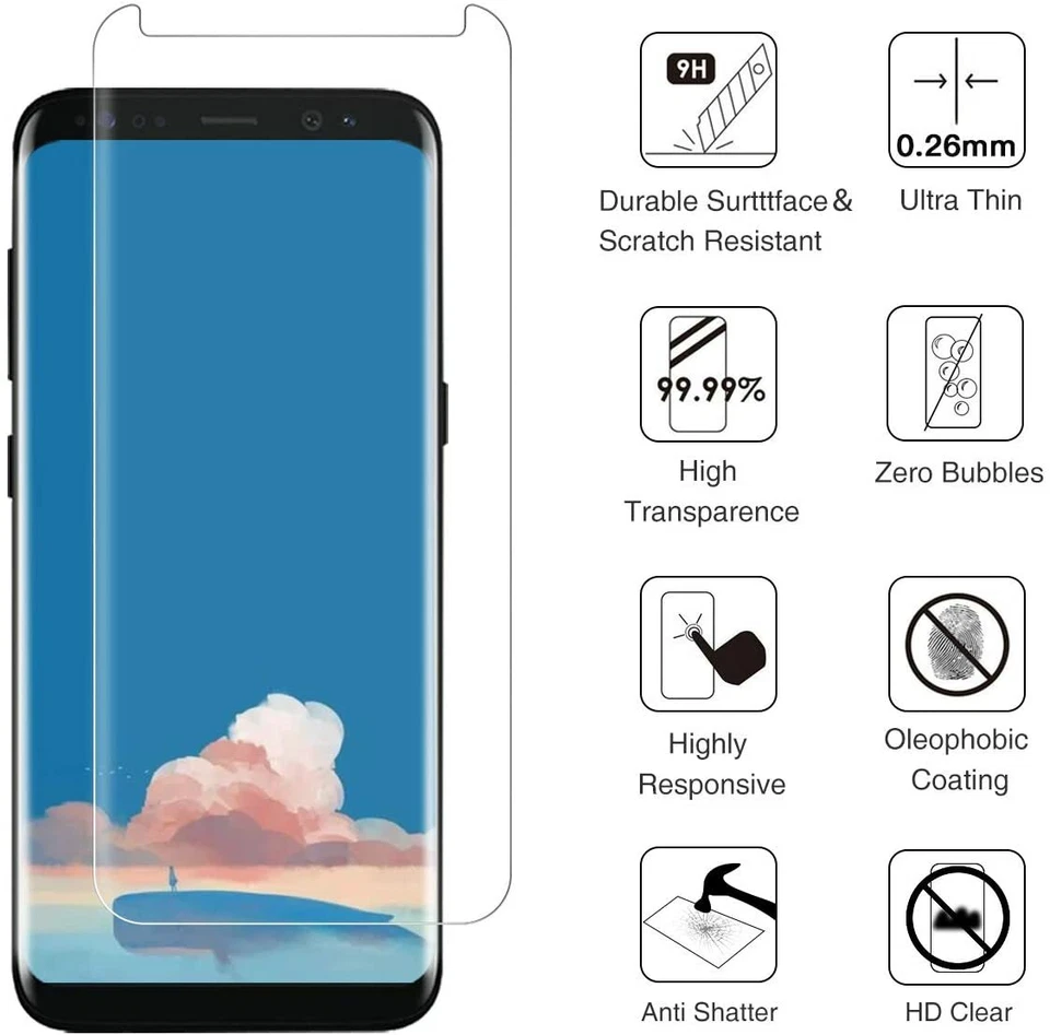 For Samsung Galaxy Note 9 100% Genuine 5D Tempered Glass Screen Protector Clear - Image 2 of 4