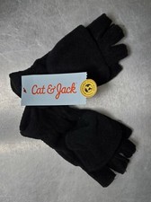 Cat  Jack Kid's Size 4/7 Black Flip Mitten Glove - Fleece