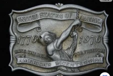 VINTAGE 1976 UNITED STATES OF AMERICA BICENTENNIAL BELT BUCKLE In Box.  HR3