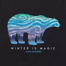 NWT Women's Life is Good Polar Bear Winter Is Magic Black LS Crusher Vee