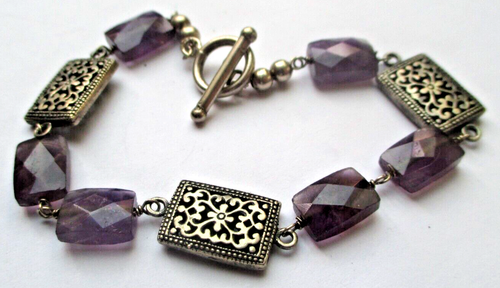Collier Vintage En Perles De Verre Et Améthyste à Facettes - Ancien, Référence 5376