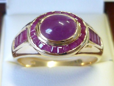 9ct Solid Gold Ruby Women's Cabochon Anniversary Channel Set Ring R154 Custom