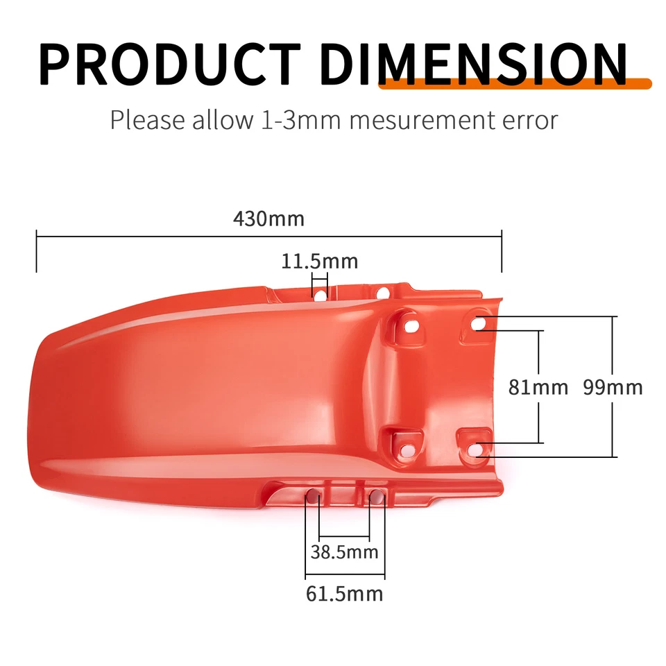 Guardabarros trasero rojo para Honda XR80 XR100 XR80R XR100R 1985 1986 1987 1988 1989-2000 Foto 4 de 4