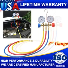 Air Conditioner Manifold Gauge Set AC A/C Charging Hose Air HVAC Kit For Car USA
