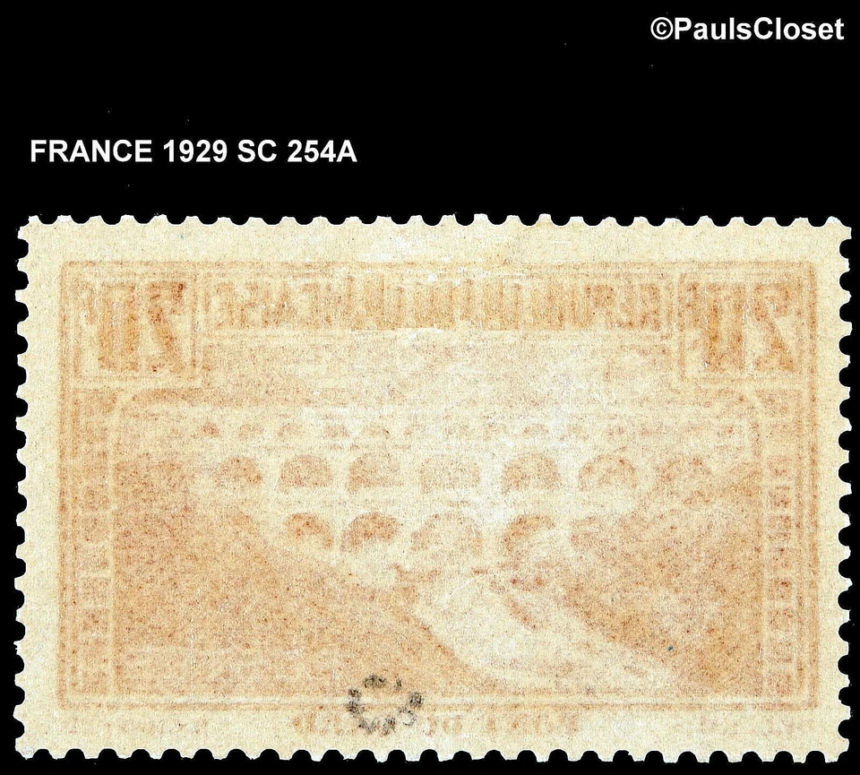 FRANCE 1931 SC 254A PONT du GARD NIMES TYPE III ORANGE BROWN 20f MNH OG P13 F/VF - Image 2 of 2