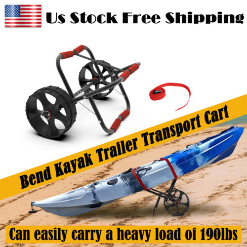 Bend Kayak Canoe Boat Carrier Rack Dolly Trailer Transport Cart Wheel FDB
