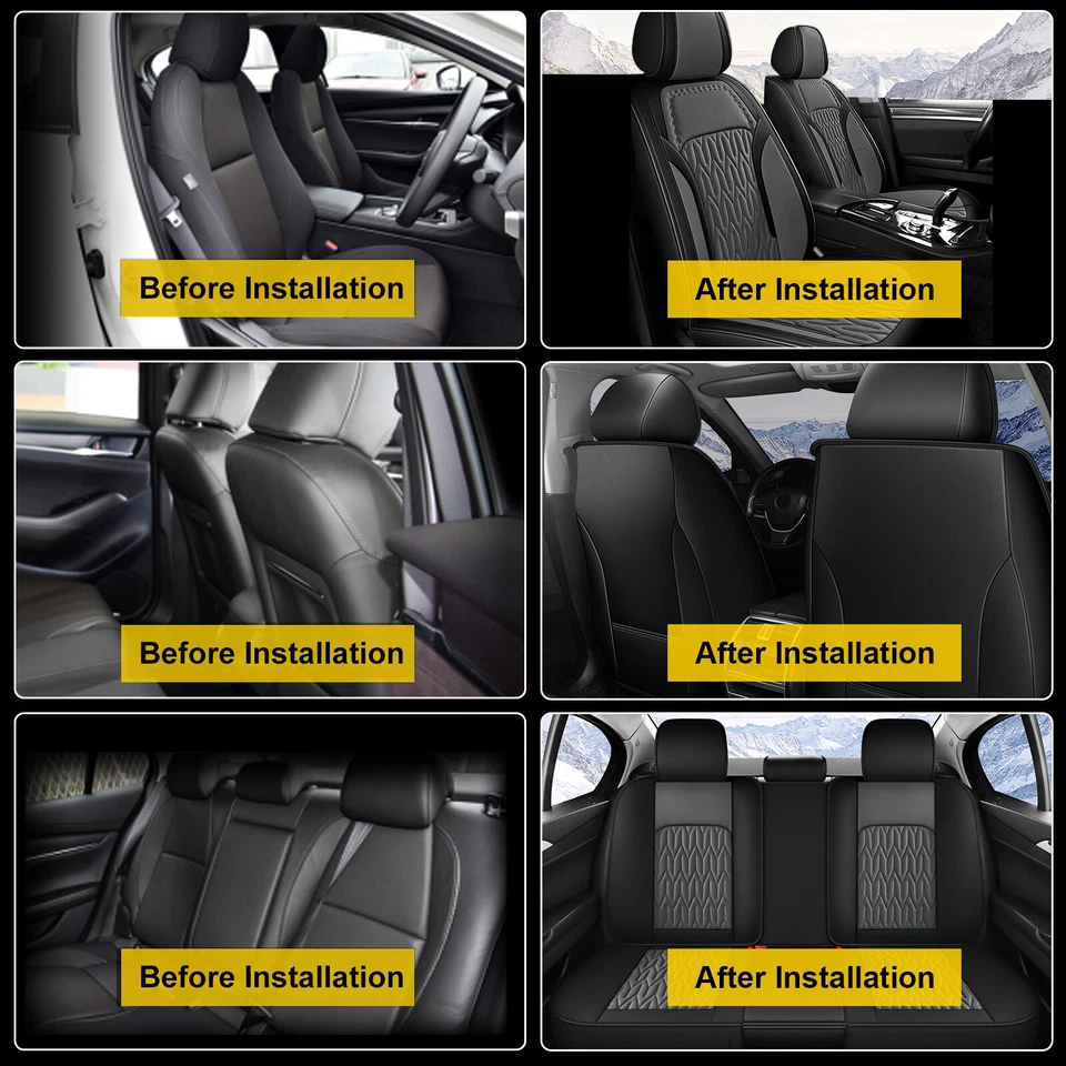 For HYUNDAI Sonata 2004-2014 Car 5-Seat Covers Faux Leather Full Set Cushion Pad Foto 2 de 4