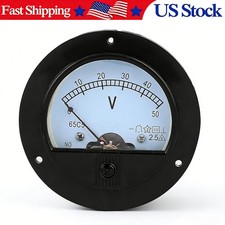 US Stock DC 0 ~ 50V Round Analog Volt Pointer Needle Panel Meter Voltmeter