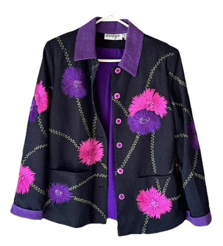 VETEMENTS Giacca donna colorata Anage impreziosita art to wear taglia small vintage usata