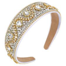 AB Silver Rhinestone Headband Women Wide Fancy Sparkly Bling Sequin