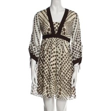 Milly of New York - NWT Silk Chiffon Brown Polka Dot Vintage Y2K Dress, Size 2