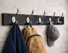 PACK 10 VICTORIAN INDUSTRIAL STYLE Heavy Polished Chrome Coat Hooks Wall Mounted