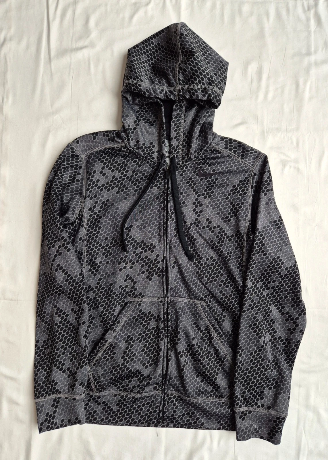Nike Therma‑Fit Full Zip Jacket Grey Hex Camo Hoodie Men’s S Polyester