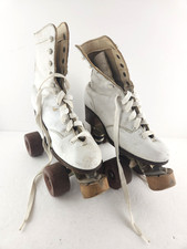 Vtg Chicago 3 Roller Skates Genuine Leather Sole Kwitite F0-Mac Wheels