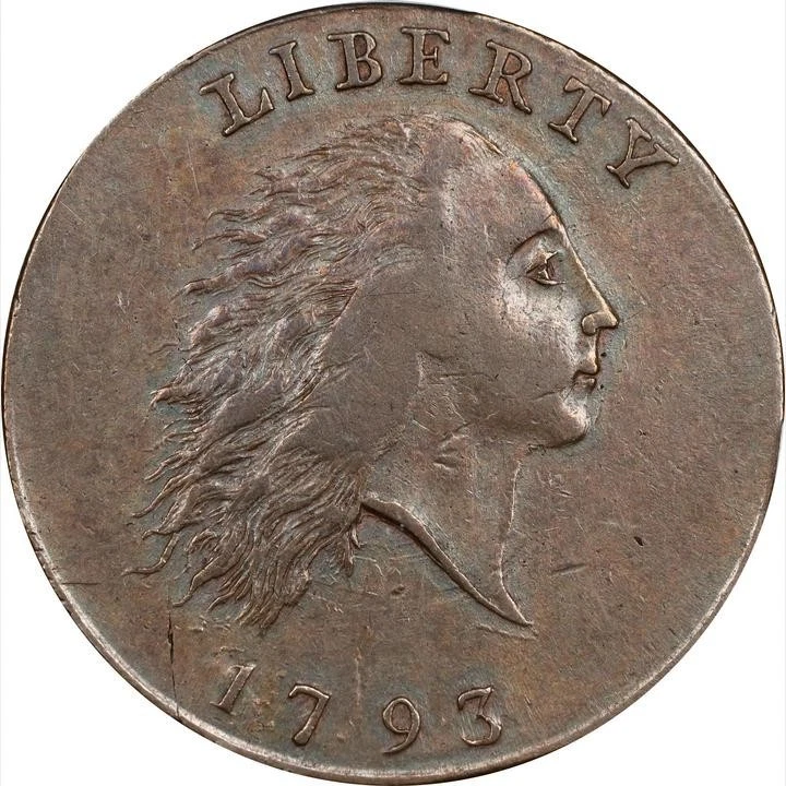 1793 CHAIN CENT AMERI. PCGS AU50 S-1, B-1, R-4 ONLY 4 IN AU50 EXIST RARE AMERI.