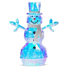 48" Pre-lit Prismatic Snowman, 140 LED Iridescent Outdoor Snowman Large Light...