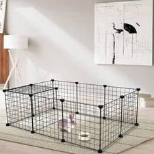 12 X Metal Panels Dog Playpen Crate Fence Pet Play Pen Exercise Cage Wire Yard