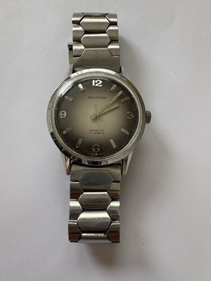 Men s Stainless Steel Waltham 17 Jewel Swiss Wristwatch