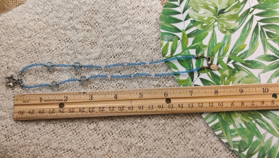 Diseñador ROBERT ROSE Periwinkle Azul Vidrio Semilla Cuentas 16" Estrella Colgante Collar! Foto 4 de 4