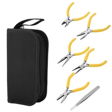 5pcs Jewelry Pliers Tools Kit Round Bent Nose Beading Making DIY WT
