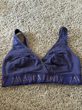 Savage X Fenty Sports Bra 1X Navy Blue Wireless Bralette Logo Band A1-0065
