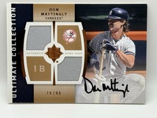 2008 Upper Deck Ultimate Collection Dual Game Used Jersey Auto DON MATTINGLY /99
