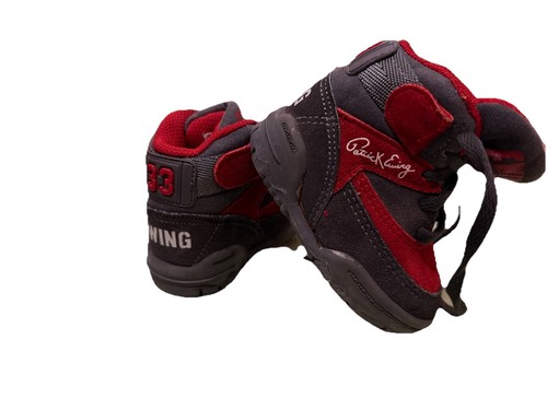 1993 Patrick Ewing High Top Basketball Sneaker Black/Red Suede Kids 3
