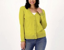 NEW Candace Cameron Bure V-Neck Cardigan Sweater Golden Olive Size XXS QVC