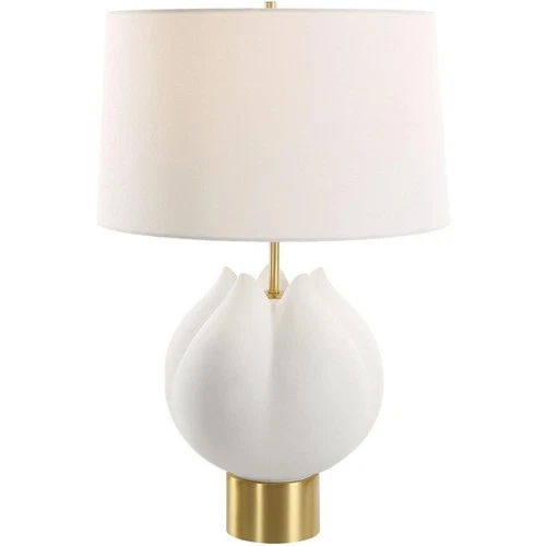 Uttermost 30257-1 In Bloom Table Lamp Chalk White and Antiqued Brass - Picture 1 of 7