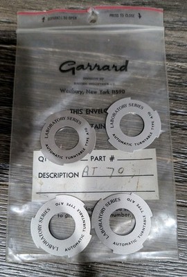 Lot of (4) NOS GARRARD Turntable A70 Center Trim Emblem Laboratory Series