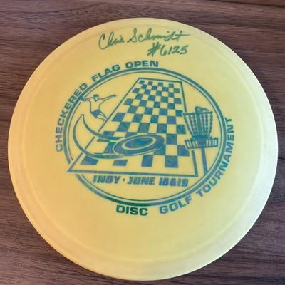 Frisbee Disc Golf Checkered Flag Open Indy Chris Schmidt Signed 1990s