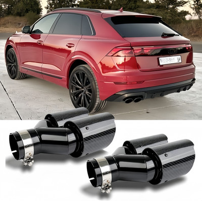 2.5'' Carbon Endrohre Doppelrohr Auspuffblende Sportauspuff Für Audi SQ8 Mk1