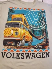 Vintage VW Pop-Up BUS Camping Tee T-Shirt 1977 Volkswagen Medium Authentic M NEW