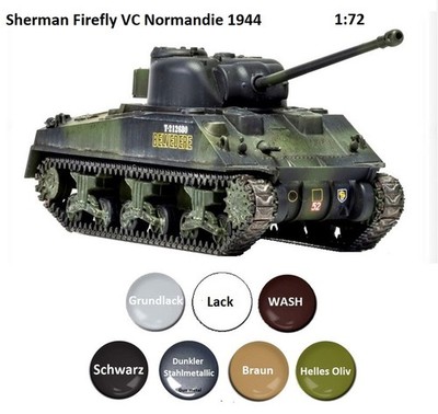 Sherman Firefly Vc Panzermodell zum Kleben  1:72 + Modellfarben, Grundlack...