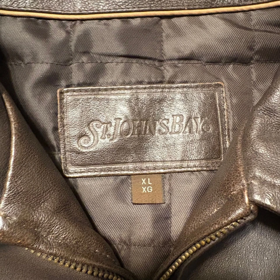 Chaqueta Abrigo Forrada Marrón Gamuza Cuero Genuino Premium St. John's Bay Para Hombre Foto 4 de 4